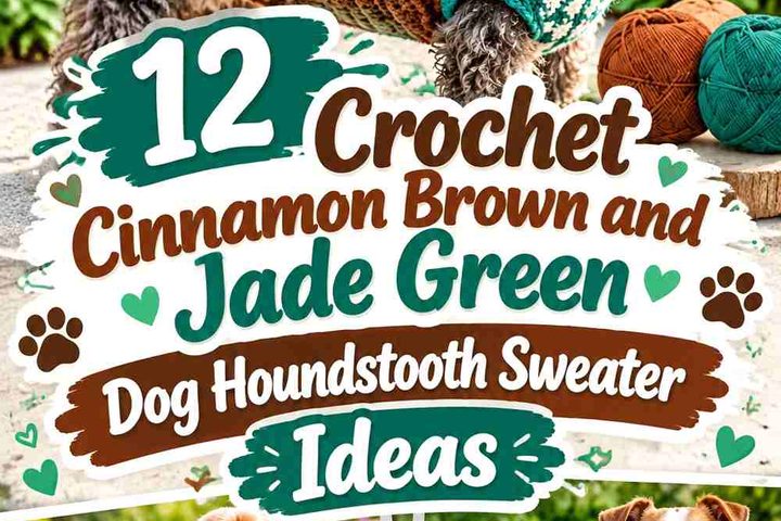 Crochet Cinnamon Brown & Jade Green Dog Houndstooth Sweater Ideas