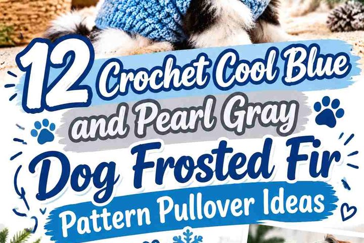 Crochet Cool Blue and Pearl Gray Dog Frosted Fir Pattern Pullover Ideas