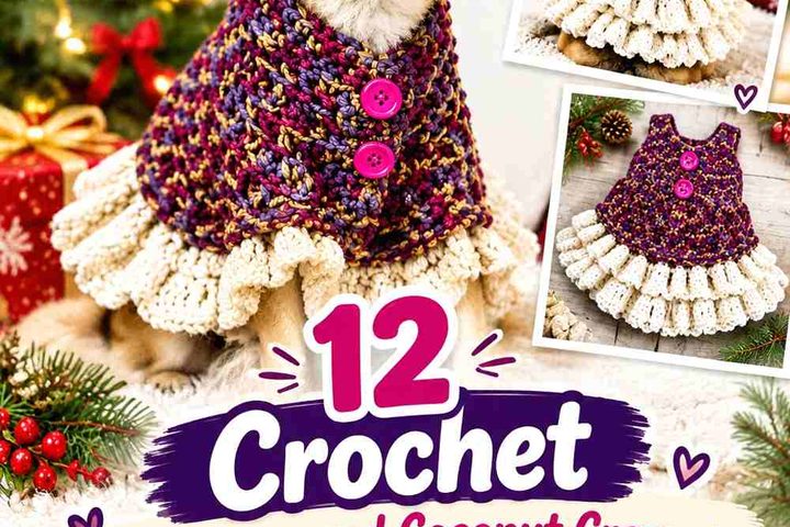 Crochet Mulberry & Coconut Cream Dog Holiday Pinafore Dress Ideas