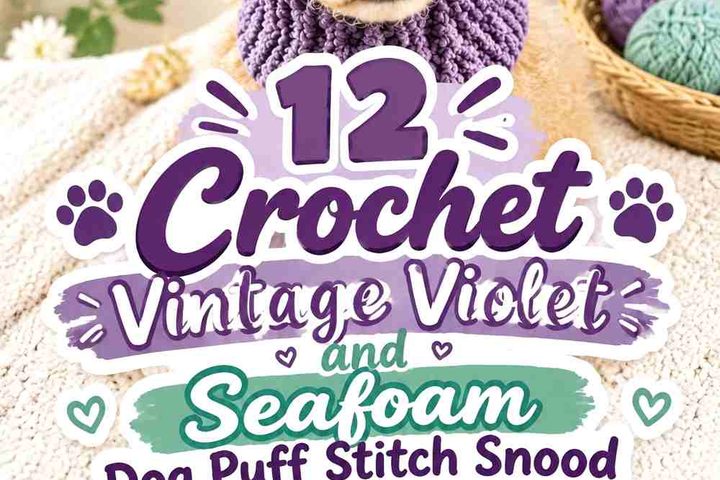Crochet Vintage Violet and Seafoam Dog Puff Stitch Snood Ideas