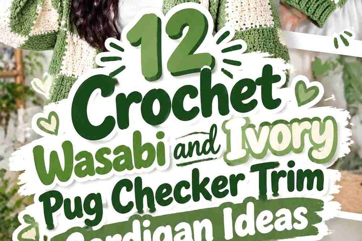 Crochet Wasabi and Ivory Pug Checker Trim Cardigan Ideas