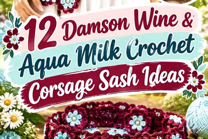 Damson Wine & Aqua Milk Crochet Corsage Sash Ideas