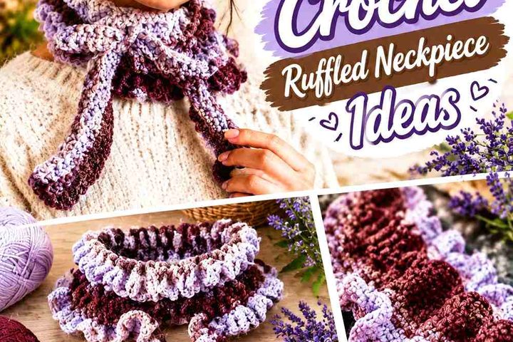 Iced Lavender & Cocoa Wine Crochet Ruffled Neckpiece Ideas