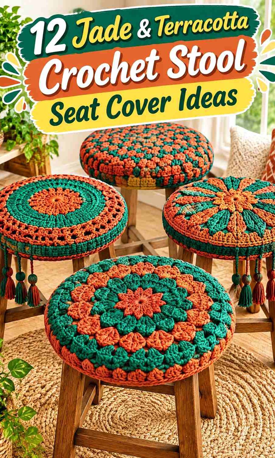 12 Jade & Terracotta Crochet Stool Seat Cover Ideas