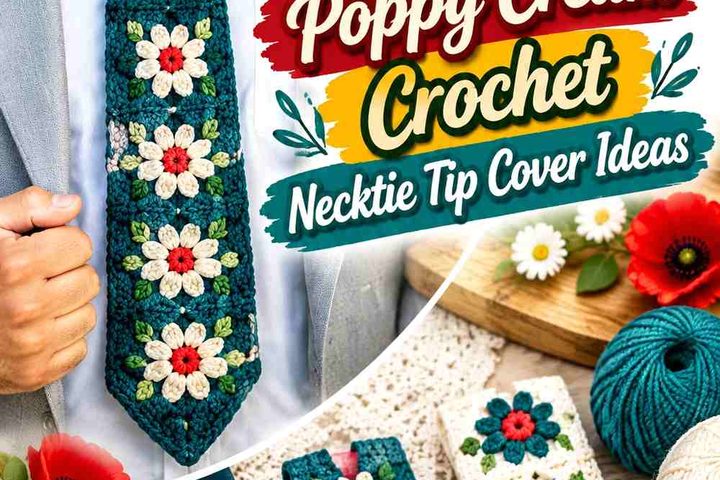 Lagoon Jade & Poppy Cream Crochet Necktie Tip Cover Ideas