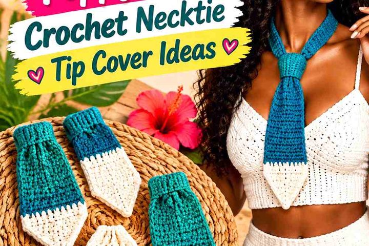 Lagoon Jade & Poppy Cream Crochet Necktie Tip Cover Ideas