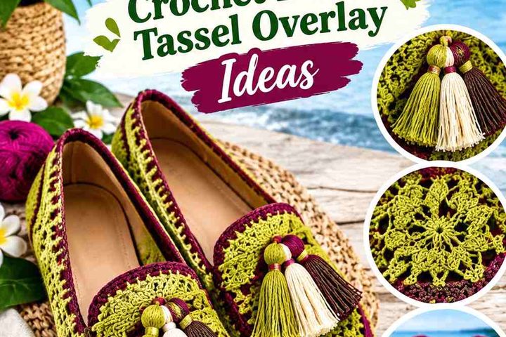 Moss Chartreuse & Mulberry Milk Crochet Loafer Tassel Overlay Ideas