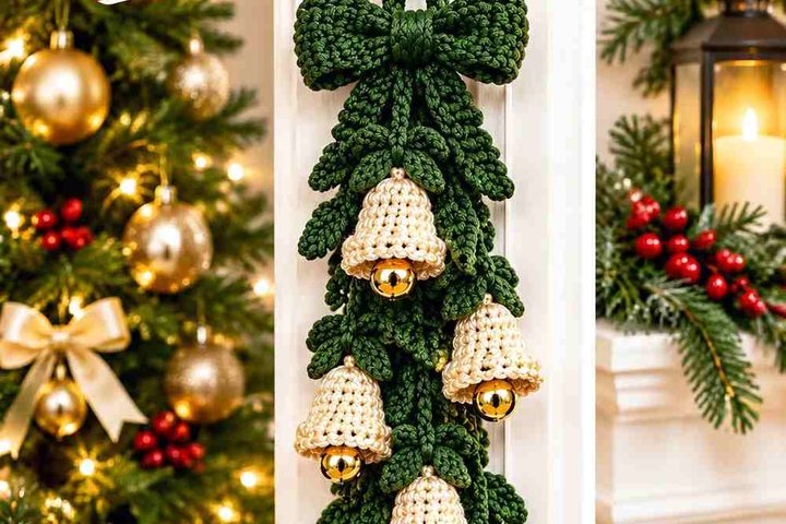 12 Moss Green & Champagne Crochet Holiday Bell Pull Ideas