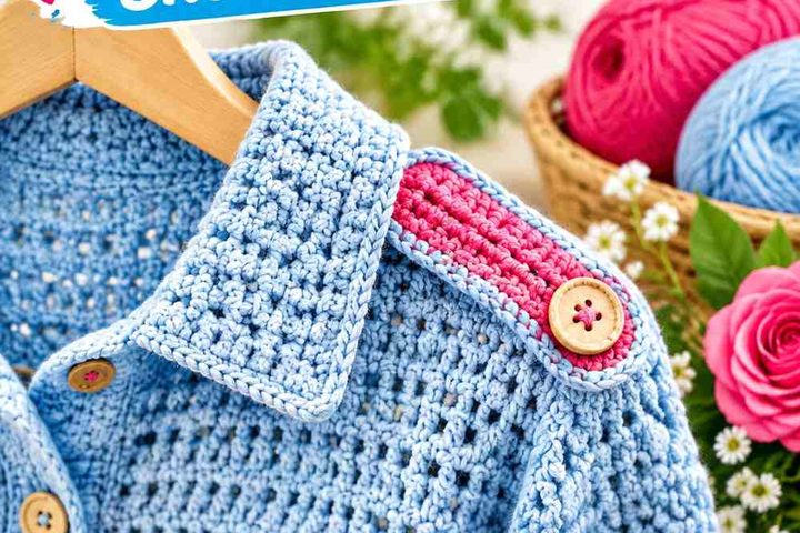 Paprika Rose & Blue Mist Crochet Shirt Shoulder Tab Ideas