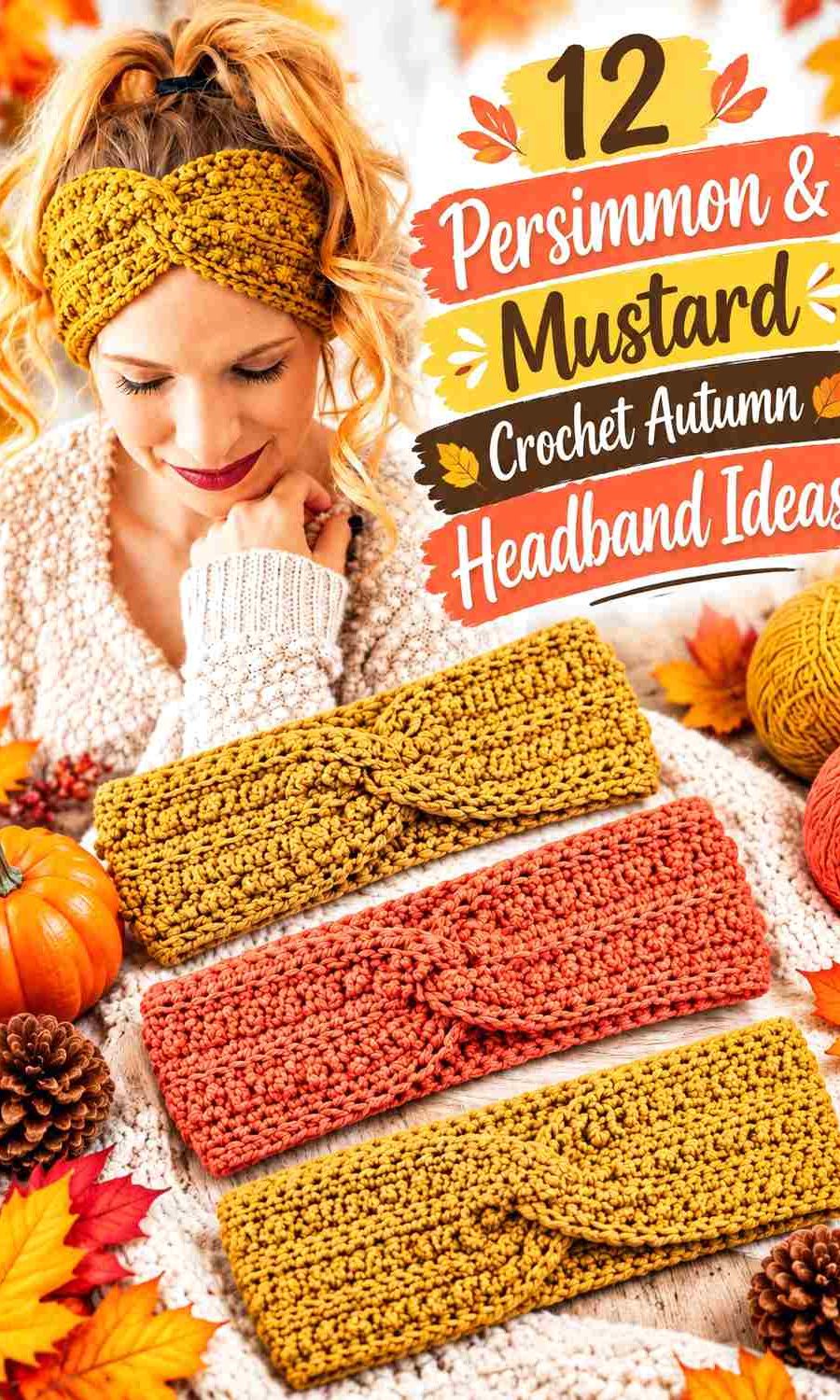 12 Persimmon & Mustard Crochet Autumn Headband Ideas