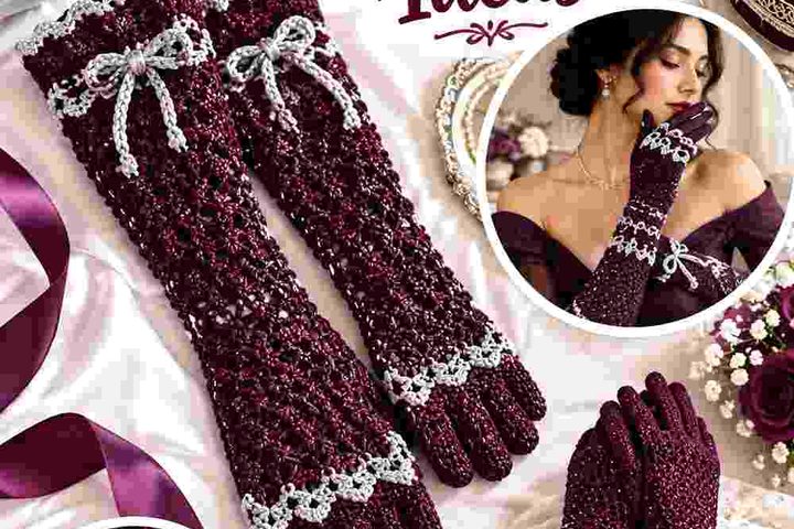 12 Plum Noir & Silver Crochet Opera Glove Ideas