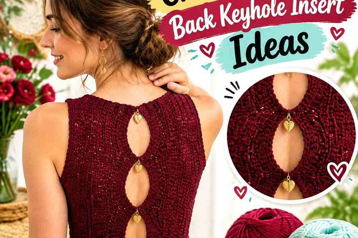 Pomegranate Wine & Seafoam Milk Crochet Blouse Back Keyhole Insert Ideas