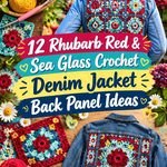 Rhubarb Red & Sea Glass Crochet Denim Jacket Back Panel Ideas
