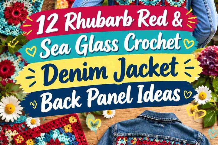 Rhubarb Red & Sea Glass Crochet Denim Jacket Back Panel Ideas