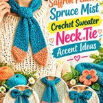 Saffron Peach & Spruce Mist Crochet Sweater Neck Tie Accent Ideas