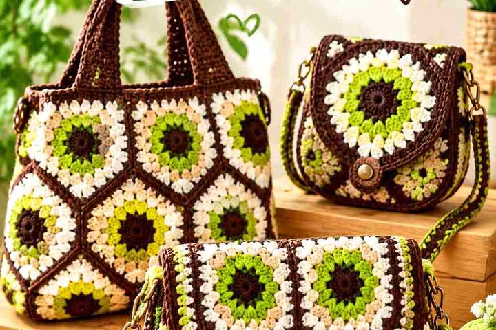 12 Wasabi & Chocolate Crochet Granny Square Purse Ideas