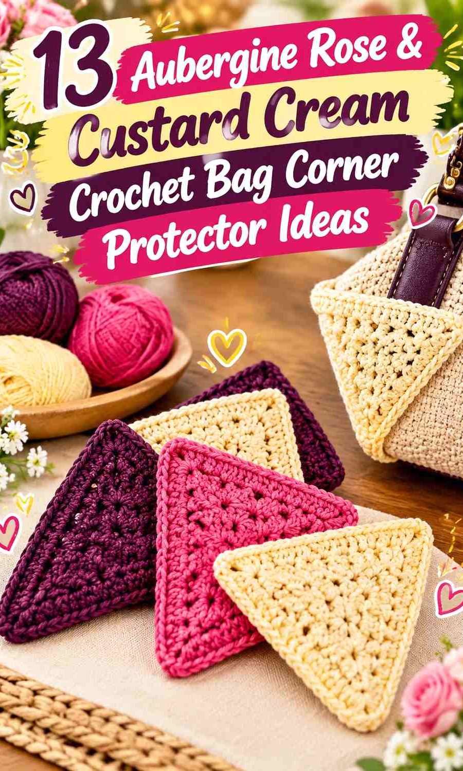 Aubergine Rose & Custard Cream Crochet Bag Corner Protector Ideas