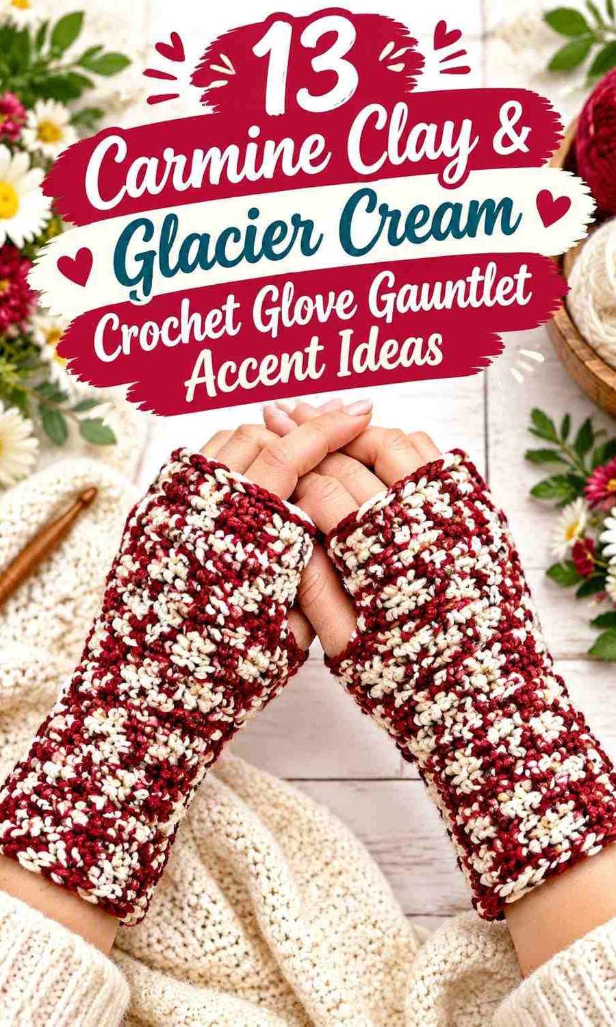 Carmine Clay & Glacier Cream Crochet Glove Gauntlet Accent Ideas