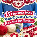 Cinnabar Red & Bluebell Cream Crochet Denim Shirt Back Yoke Ideas