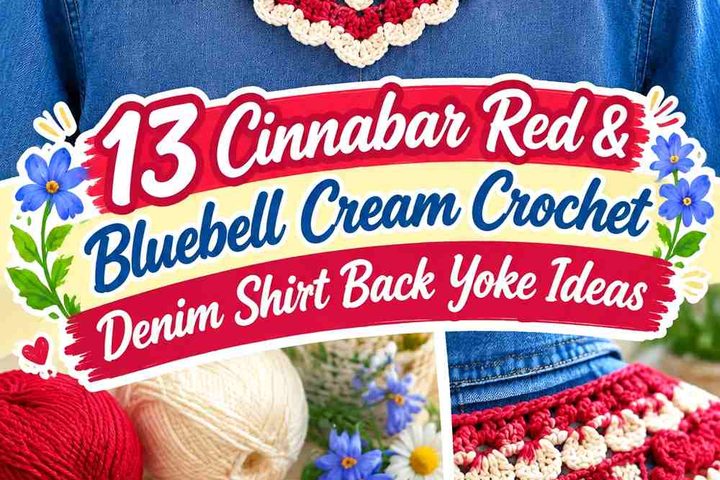 Cinnabar Red & Bluebell Cream Crochet Denim Shirt Back Yoke Ideas