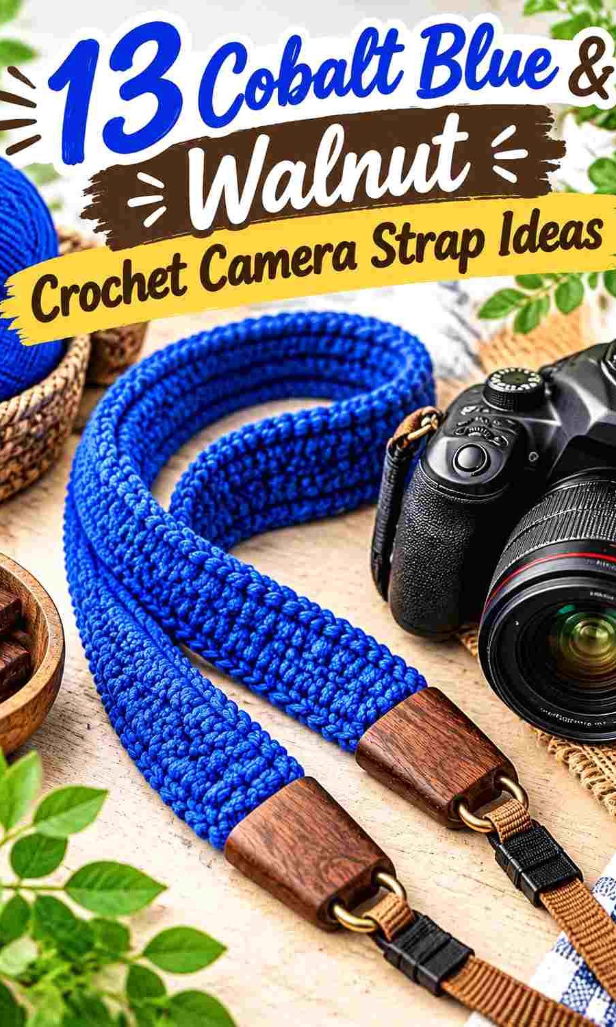 Cobalt Blue & Walnut Crochet Camera Strap Ideas