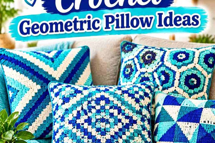 13 Cobalt & Turquoise Crochet Geometric Pillow Ideas