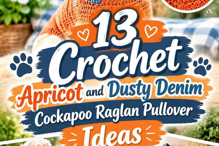 Crochet Apricot & Dusty Denim Cockapoo Raglan Pullover Ideas