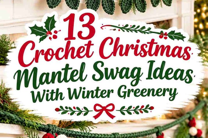 Crochet Christmas Mantel Swag Ideas With Winter Greenery