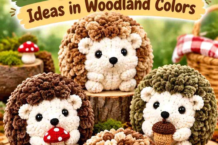 Crochet Chubby Hedgehog Amigurumi Ideas in Woodland Colors