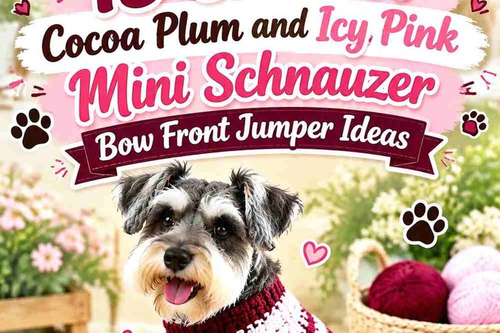 Crochet Cocoa Plum and Icy Pink Mini Schnauzer Bow Front Jumper Ideas