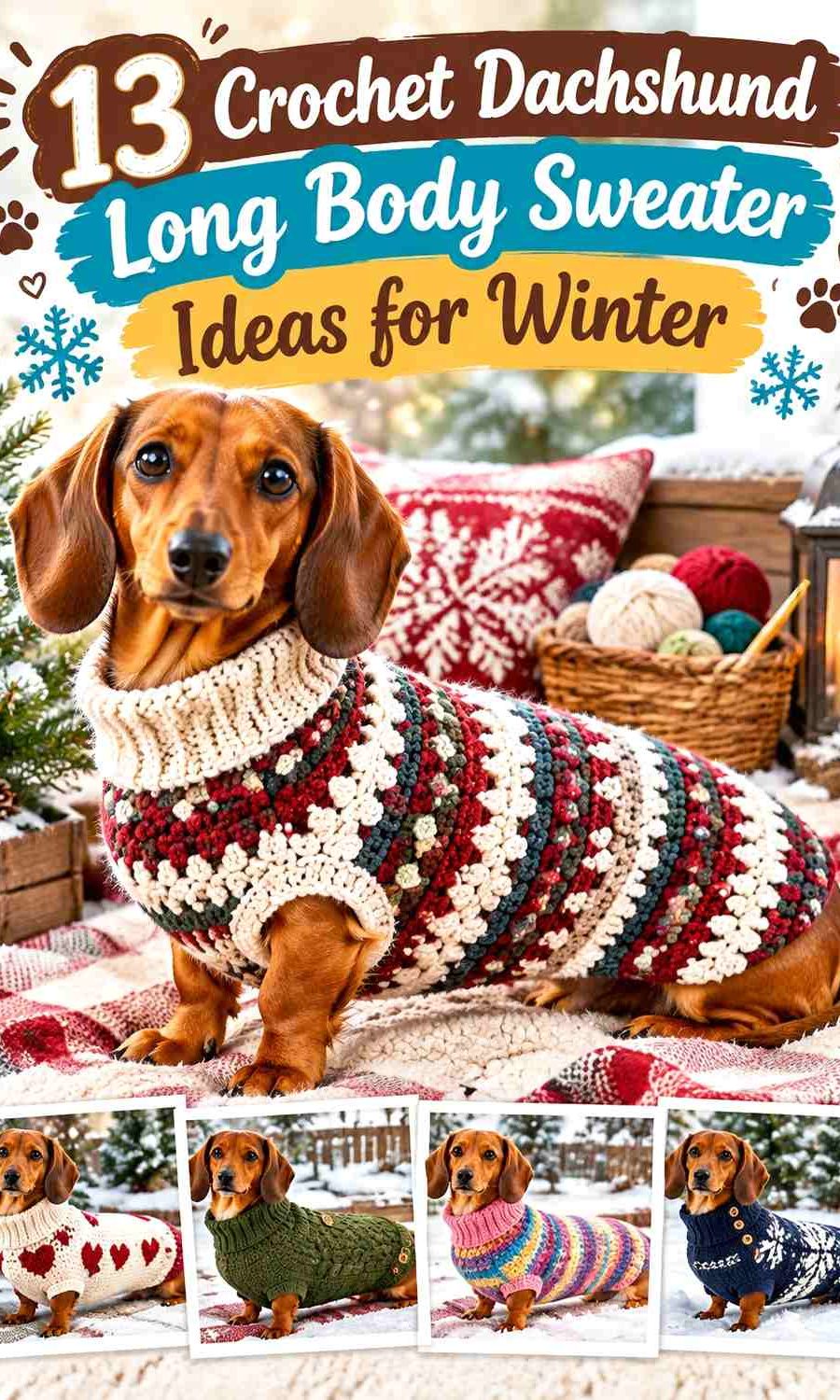 Crochet Dachshund Long Body Sweater Ideas for Winter