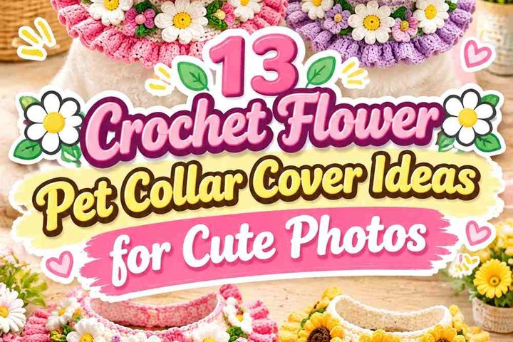 Crochet Flower Pet Collar Cover Ideas for Cute Photos