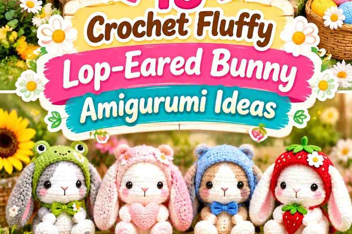 Crochet Fluffy Lop-Eared Bunny Amigurumi Ideas in Soft Color Palettes
