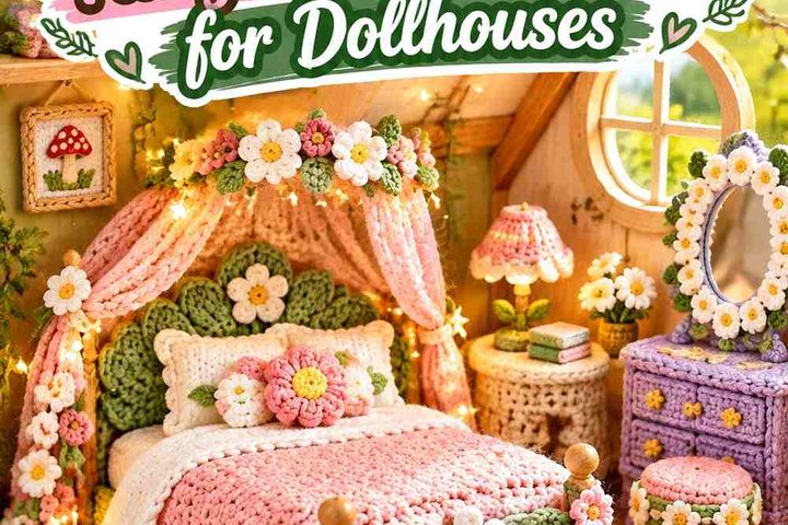 Crochet Miniature Fairy Bedroom Ideas for Dollhouses