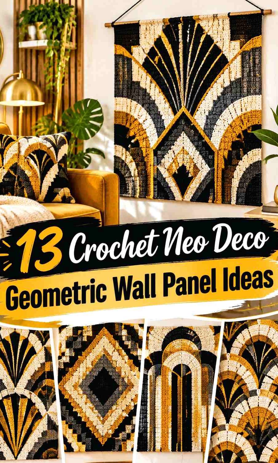 Crochet Neo Deco Geometric Wall Panel Ideas With Modern Color Schemes