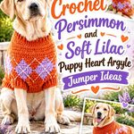 Crochet Persimmon and Soft Lilac Puppy Heart Argyle Jumper Ideas