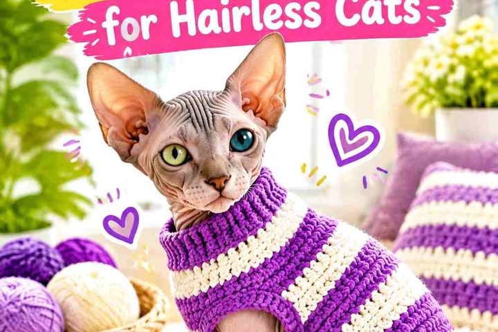Crochet Striped Cat Sweater Ideas for Hairless Cats