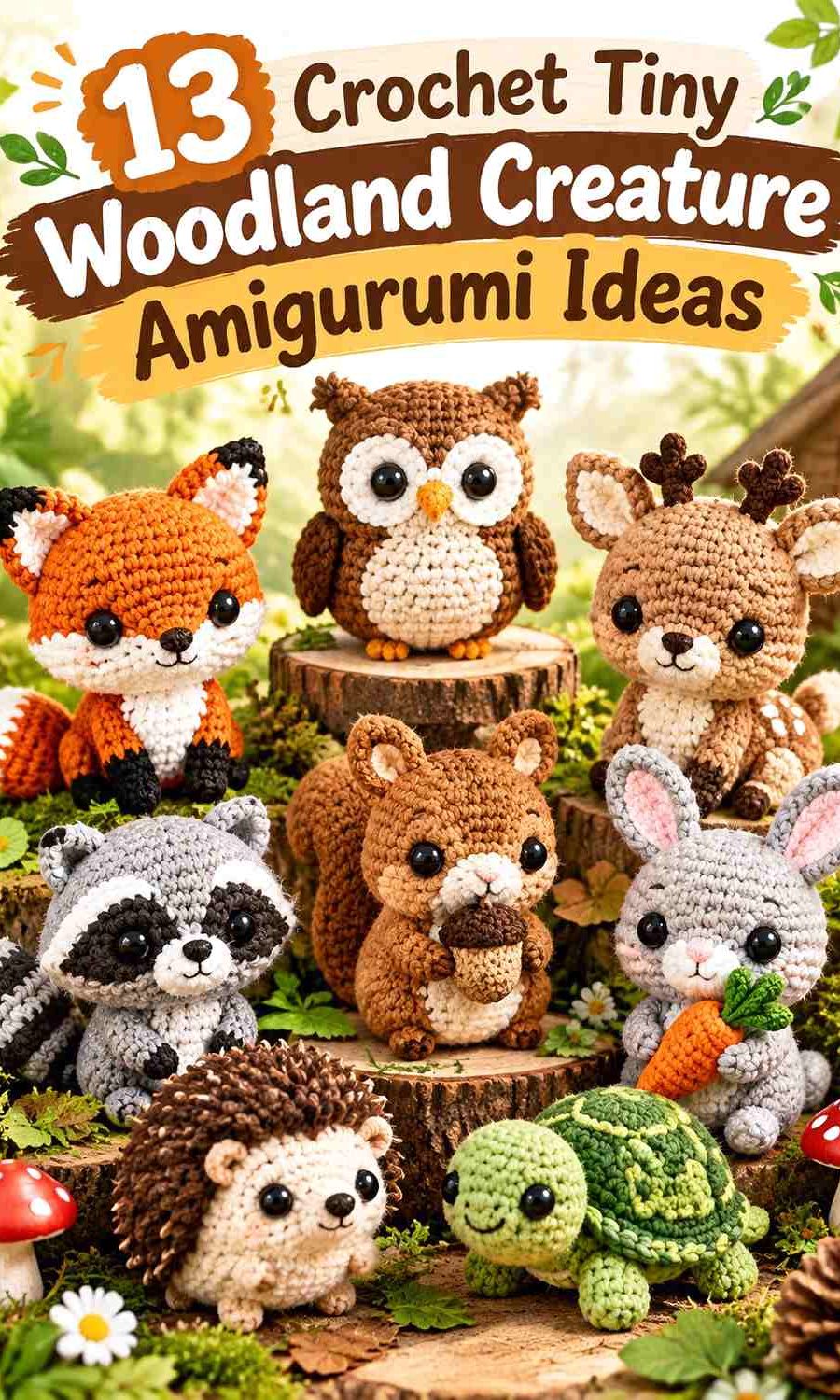 Crochet Tiny Woodland Creature Amigurumi Ideas in Woodland Colors