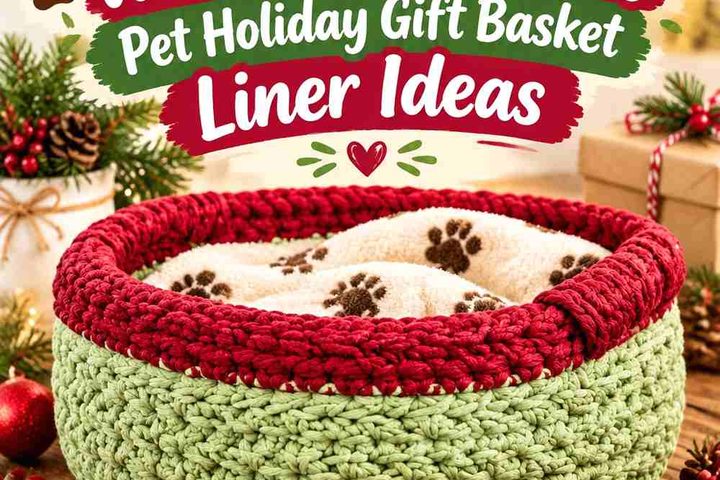 Crochet Wasabi & Cranberry Pet Holiday Gift Basket Liner Ideas