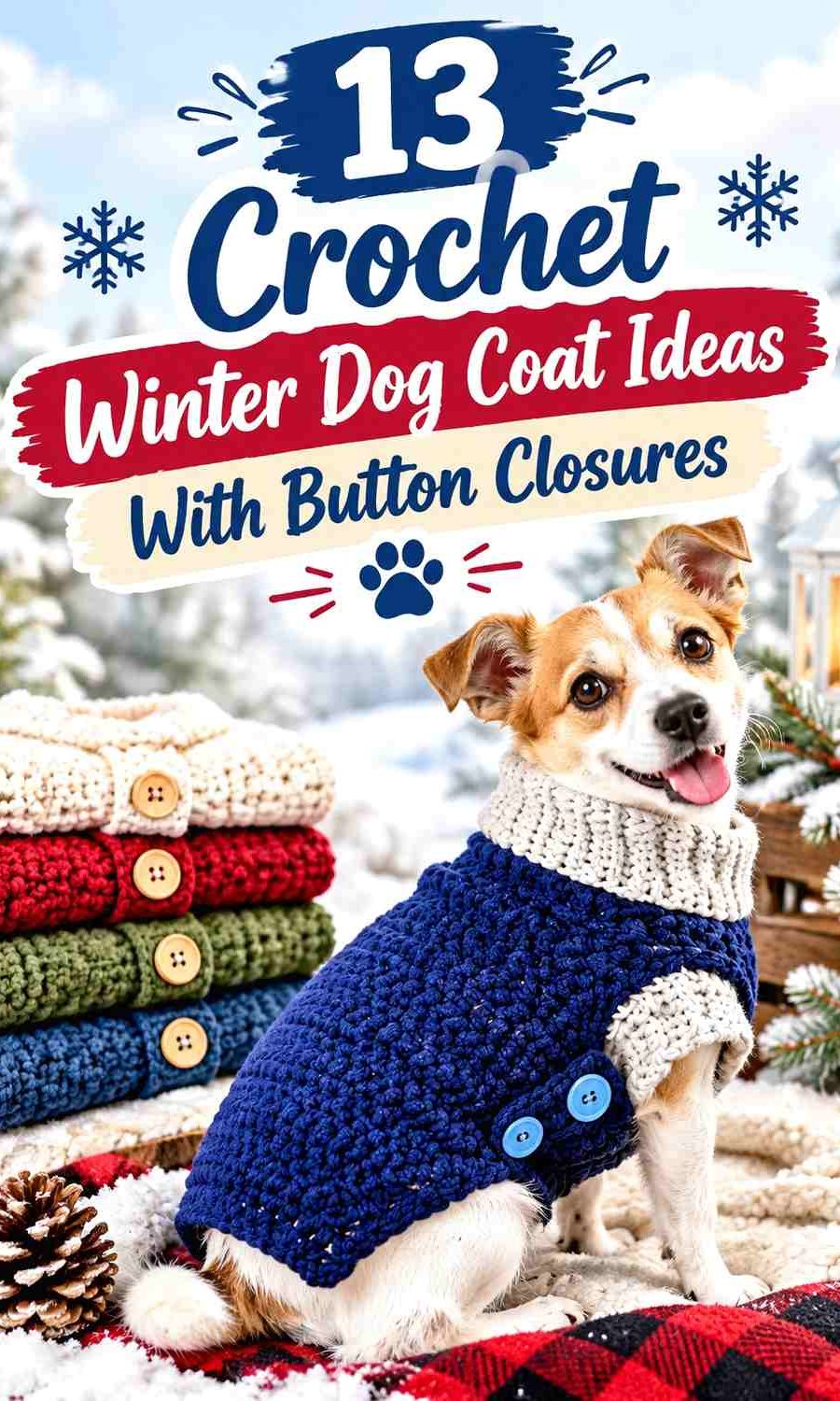 Crochet Winter Dog Coat Ideas With Button Closures