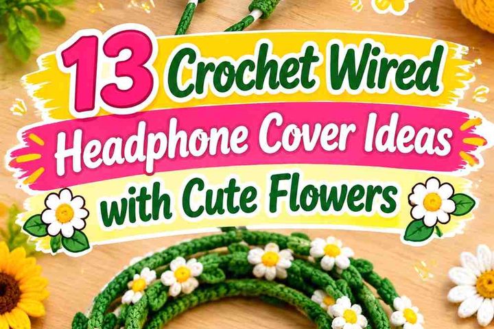 Crochet Wired Headphone Cover Ideas with Cute Flowers and Color Schemes
