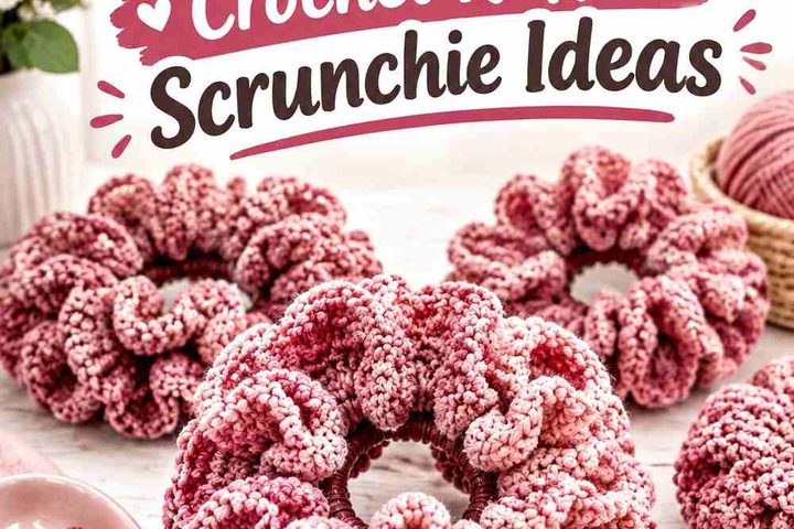 13 Dusty Rose Crochet Ruffle Scrunchie Ideas