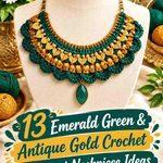 Emerald Green & Antique Gold Crochet Statement Neckpiece Ideas