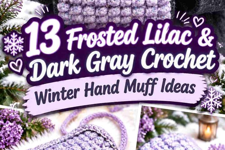 Frosted Lilac & Dark Gray Crochet Winter Hand Muff Ideas
