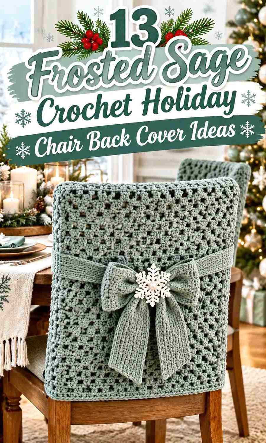 13 Frosted Sage Crochet Holiday Chair Back Cover Ideas