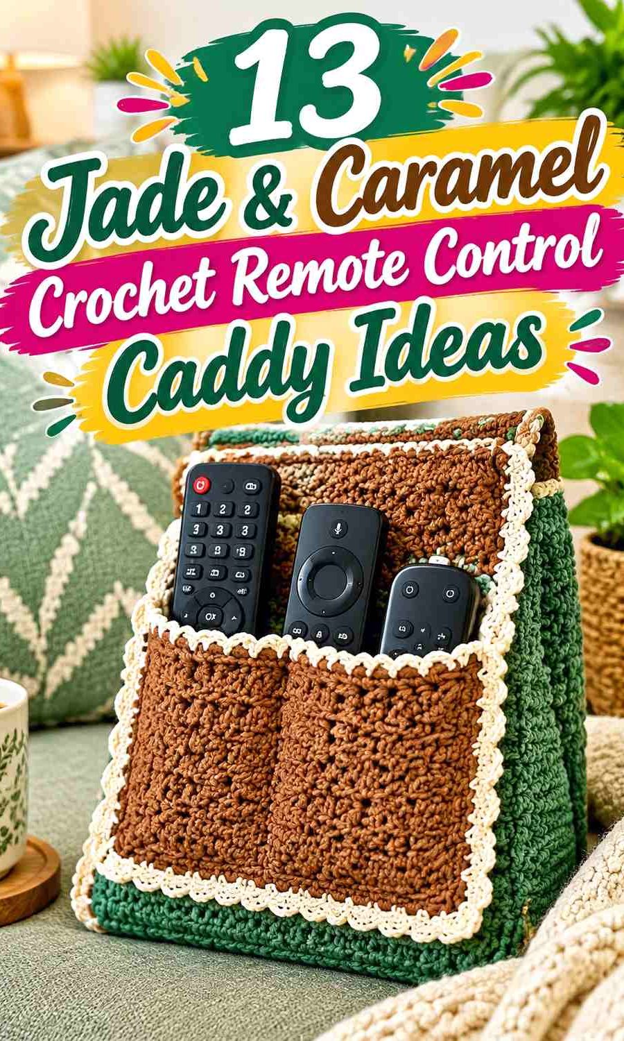 13 Jade & Caramel Crochet Remote Control Caddy Ideas