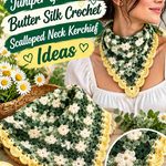 Juniper Green & Butter Silk Crochet Scalloped Neck Kerchief Ideas
