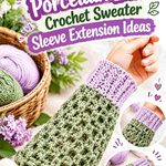 Kelp Green & Porcelain Lilac Crochet Sweater Sleeve Extension Ideas