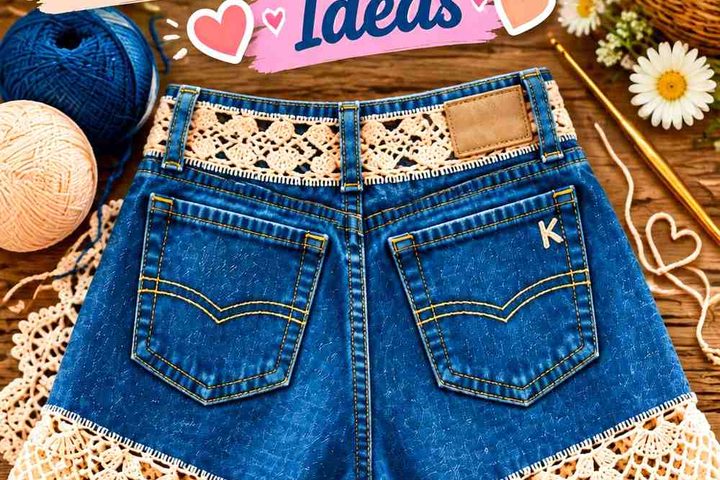 Midnight Cerulean & Peach Milk Crochet Denim Waistband Insert Ideas