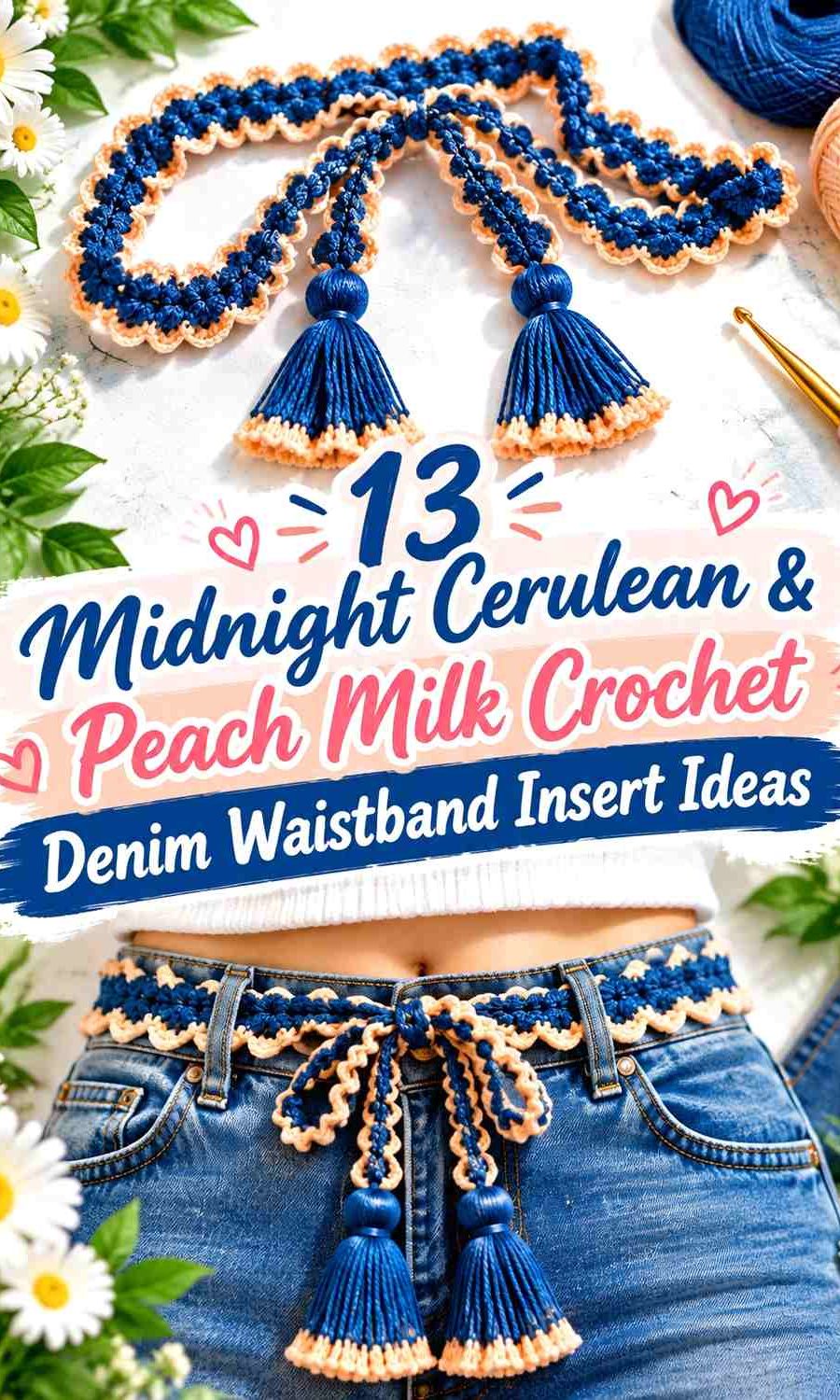 Midnight Cerulean & Peach Milk Crochet Denim Waistband Insert Ideas
